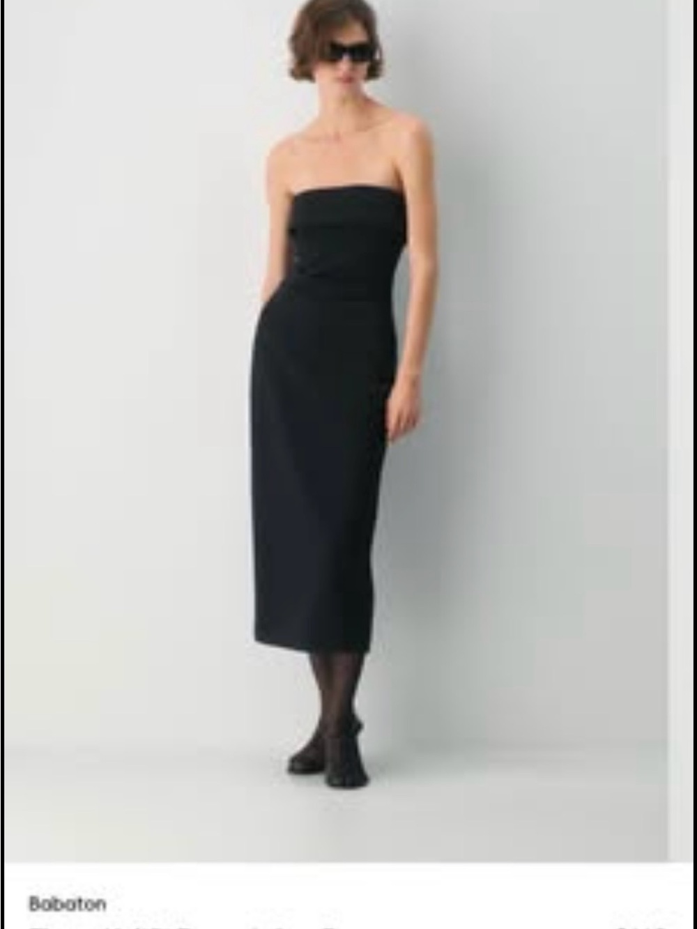 Babaton Strapless Black Midi Sheath Dress